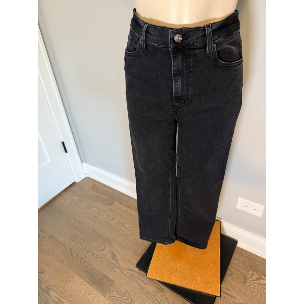 Frame Le Sleek Straight Jeans Meteor Black High Rise Denim Size 26